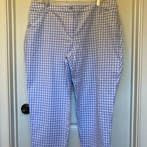 Talbots Pants - Talbots Perfect Crop Pant Blue Gingham, Woman 18W